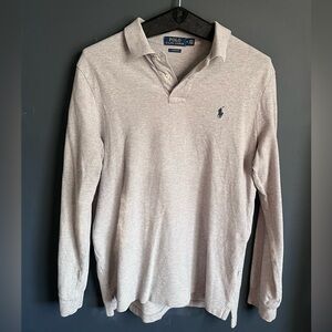 Ralph Lauren Men's Cream Long Sleeve Polo Shirt